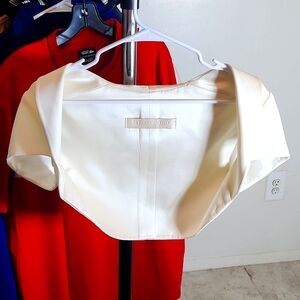 SUZANNE NEVILLE Short Sleeve, High Collar Satin Holy Communion Bolero